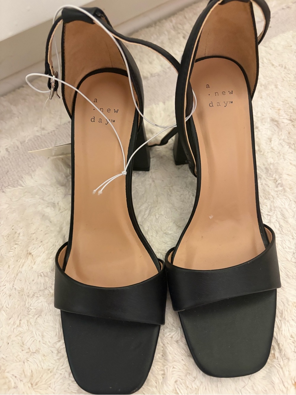 Old Navy Black Block Heel Sandals with Ankle Strap